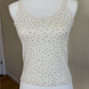 Elegant Cream Lace Trim Tank Top
